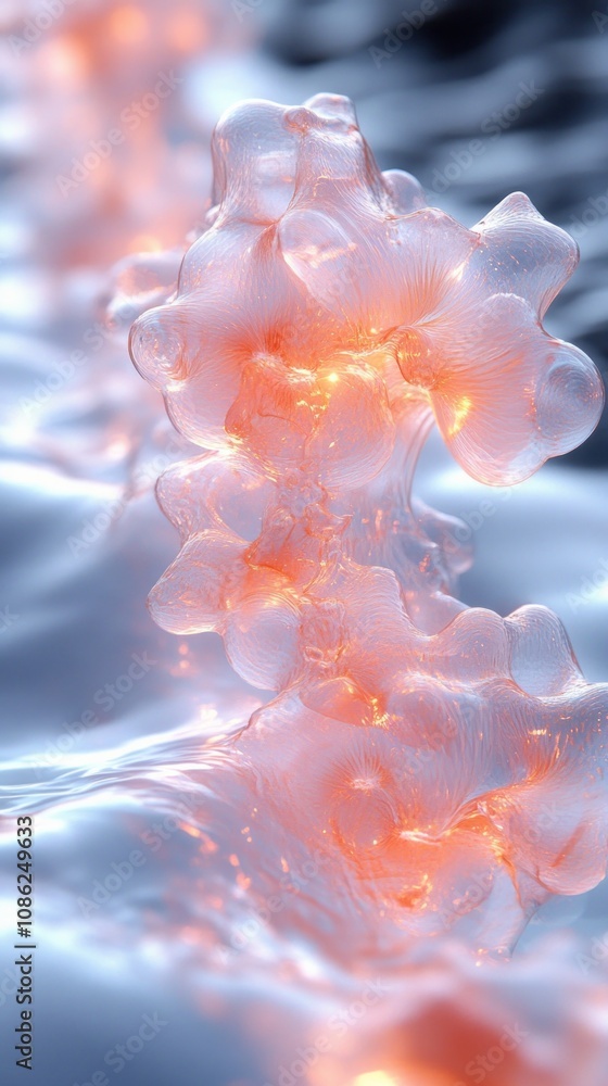 Aufkleber abstract representation of molecular structures with glowing effects.