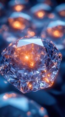 A close-up of a sparkling diamond with glowing facets.