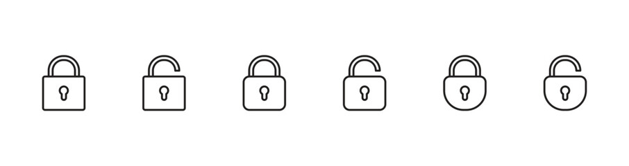 Locked and unlocked vector icon set