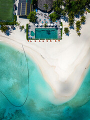 Aerial views of Velavaru Island in Maldives