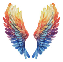 Fototapeta premium PNG Colorful feather wings with a gradient design
