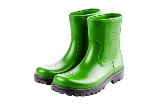 green rubber boots isolated on white
