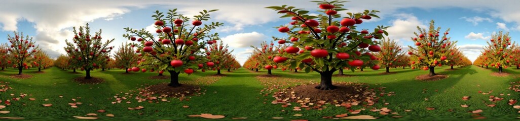 360 degree photo, Apple Orchard in Fall, A 360-degree image