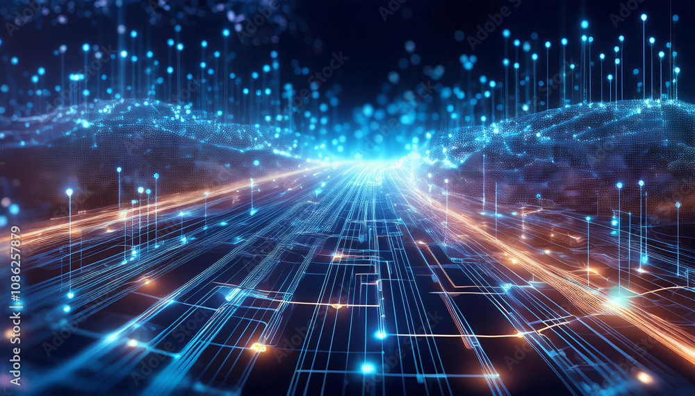 Poster abstract data background with artificial intelligence