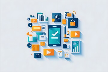 Social media marketing. Set of icons related to internet promotion, audience engagement, social media posts and online advertising. Cartoon flat vector illustration collection isolated on background