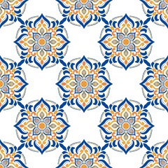 Flower Pattern Ethnic Geometric native tribal boho motif aztec textile fabric carpet mandalas African