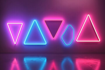 Colorful Neon Shapes on Wall: A Modern Art Display