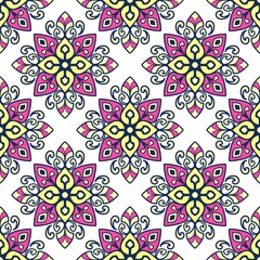 Flower Pattern Ethnic Geometric native tribal boho motif aztec textile fabric carpet mandalas African