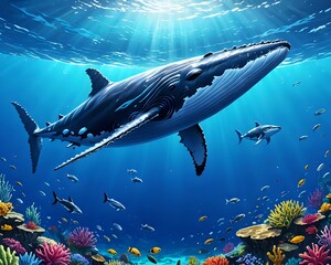 Humpback whale in vava'u ,tonga