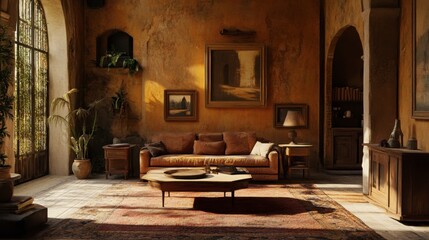 Warm and Inviting Living Room with Soft Rug