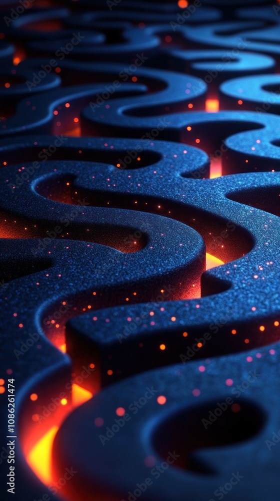 Poster abstract representation of flowing lava with glowing patterns.