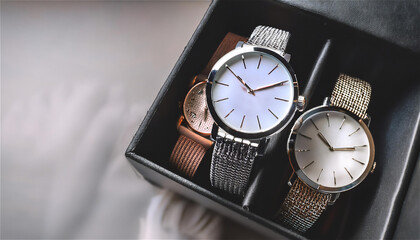 Stylish storage box with wristwatch collection