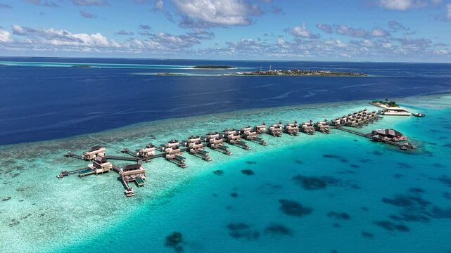 Aerial views of Velavaru Island in Maldives