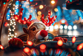 Fototapeta premium Rudolph, the red-nosed reindeer