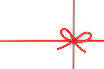 Red string bow isolated on transparent background