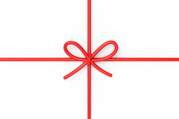 Red string bow isolated on transparent background