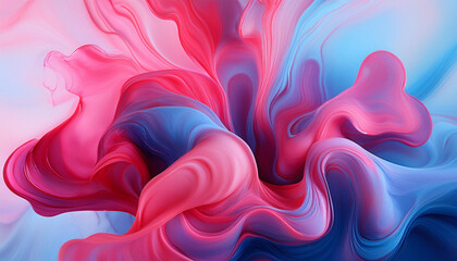 Obraz premium A vibrant blend of swirling pink, red, and blue hues in an abstract fluid art composition, perfect for dynamic and creative backgrounds