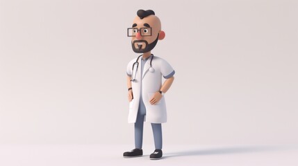 Cartoon Doctor Character in Minimalist Style