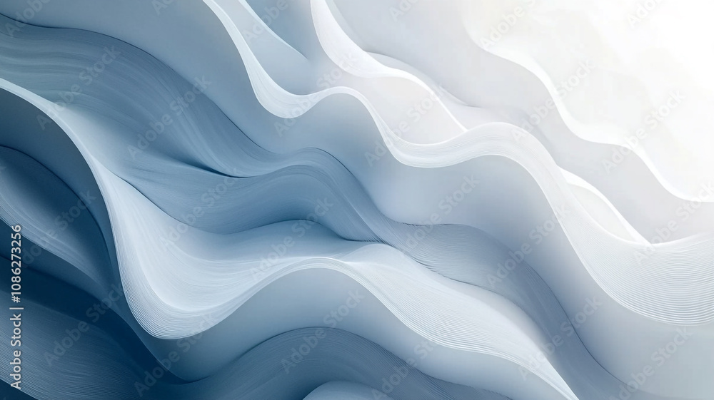 Aufkleber waves of soft blue and white textures create a calming atmosphere in a serene abstract composition
