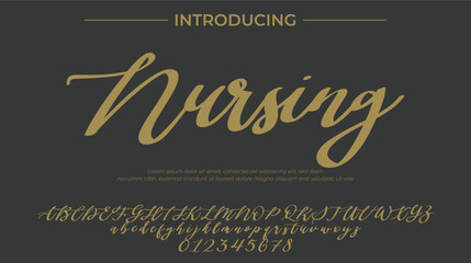 Nursing Font Stylish brush painted an uppercase vector letters, alphabet, typeface