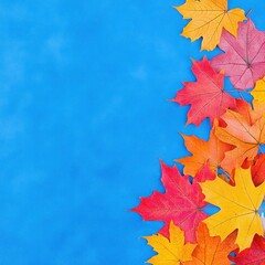 Joyful Thanksgiving Greetings with Red Maple Leaves against Blue Sky