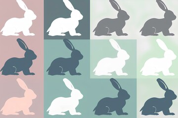 Obraz premium easter bunny silhouettes