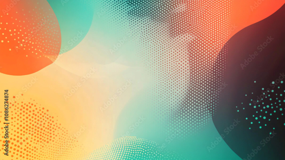 Poster Abstract colorful design with circular shapes and gradients in a modern art style