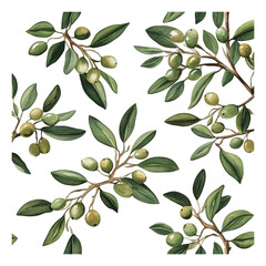 Naklejka premium PNG Green fruit olive branches on white