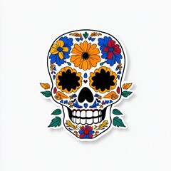 Mexican Sugar Skull for Dia de los Muertos and Halloween Decoration on Isolated Background - Traditional Holiday File