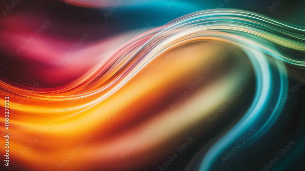 Poster colorful abstract wave patterns flowing smoothly with vibrant shades in a dynamic composition