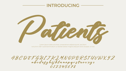 Patients Font Stylish brush painted an uppercase vector letters, alphabet, typeface