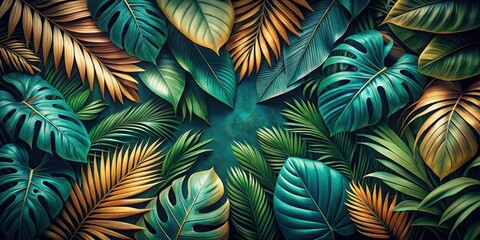Tropical foliage texture background in toned colors, tropical, foliage, plants, leaves, nature, greenery, exotic
