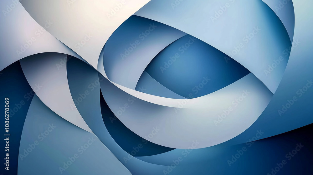 Poster flowing blue abstract design showcasing curves and layers in a modern artistic style