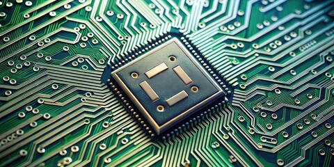 PCB with HTML code being processed by a server , technology, circuit board, innovation, coding, programming