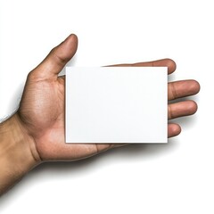 Obraz premium Blank Note or Business Card in Hand with Copy Space Isolated on Background