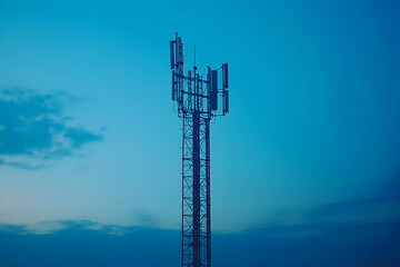Photo - Cell Tower Silhouette Against Blue Sky at Dusk