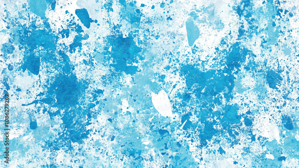 Poster abstract blue pattern with splashes and strokes on a white background showcasing artistic expression