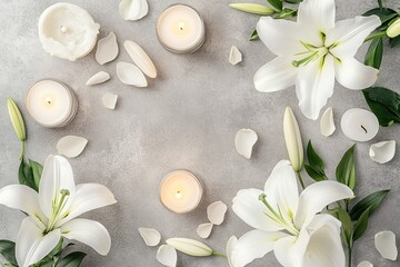 White Lily and Candle Still Life