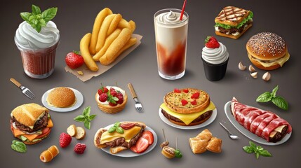 Healthy food diagram. food vectors. Ultra realistic. Photorealistic