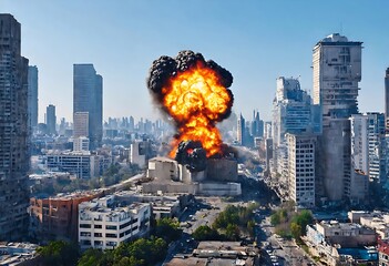 The bomb explosion in the city.