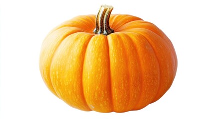 Single Orange Pumpkin on White Background