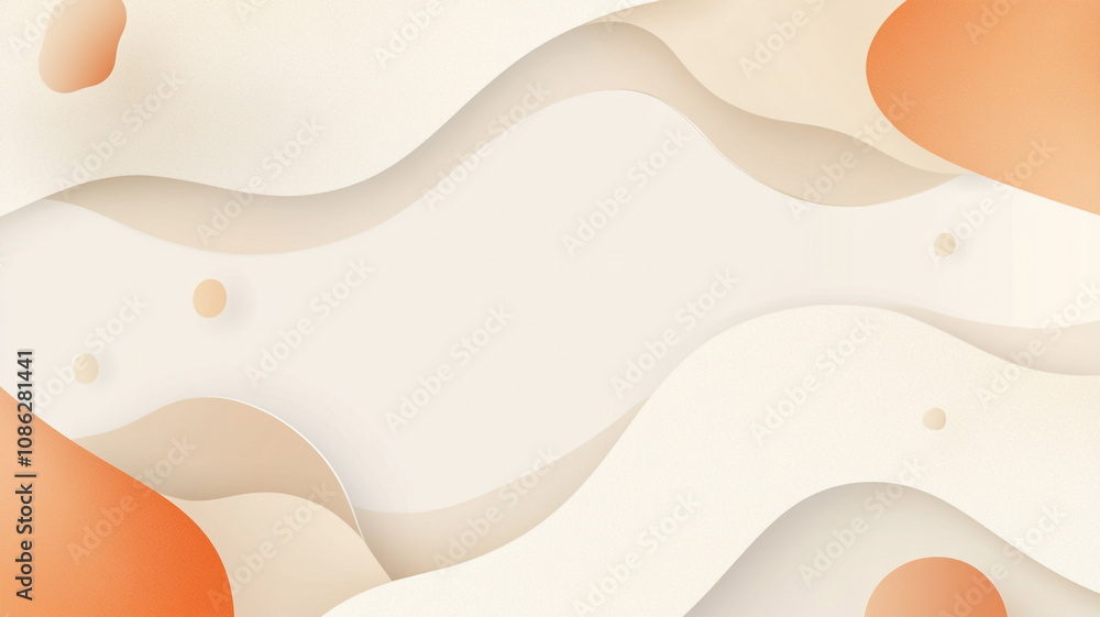 Poster elegant abstract waves in soft beige and orange tones creating a modern artistic background design