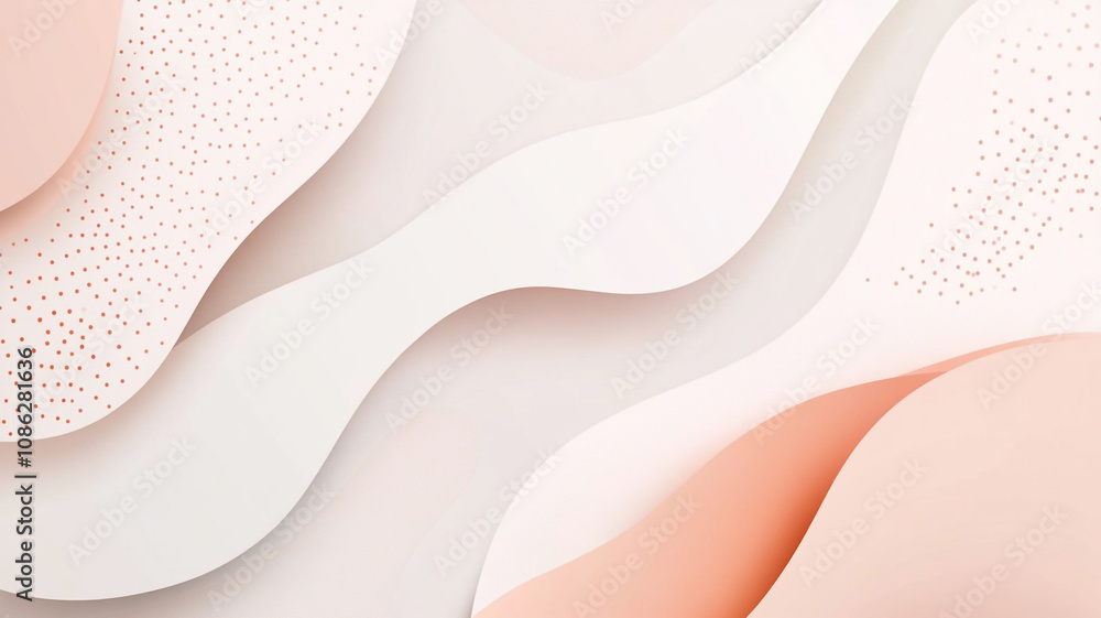 Poster abstract paper art composition featuring soft curves and gentle colors in a minimalist style