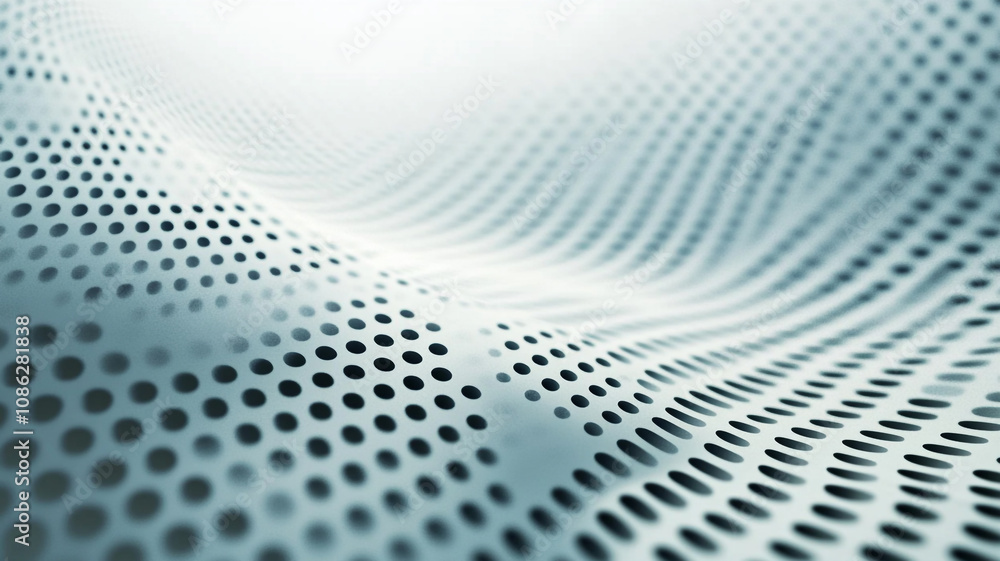 Poster abstract design of a smooth wave pattern with dotted texture in shades of blue and white