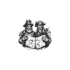 Pirates looking treasure map design vector vintage