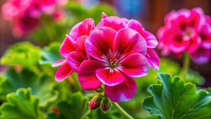 Fototapeta premium Vibrant geranium flower in bloom from Egypt, botanical, floral, colorful, petal, nature, garden, exotic, vibrant, bloom