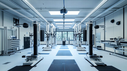 Advanced precision engineering lab equipped with cutting-edge machinery and technology for innovative design and testing
