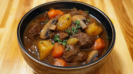 A comforting autumn stew with chicken, butternut squash, carrots, and potatoes, slow-cooked in a savory broth with ginger and turmeric.