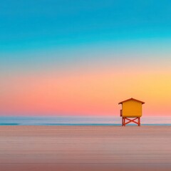 Coronado Beach Sunset: Lifeguard Tower and Seagulls in San Diego, California