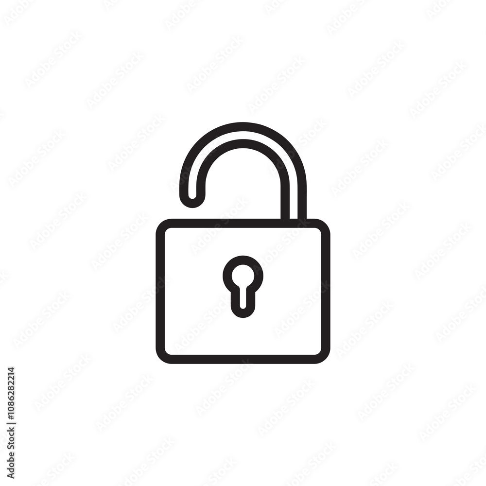 Poster open lock simple icon vector, unlock symbol, logo linear illustration for web and app..eps